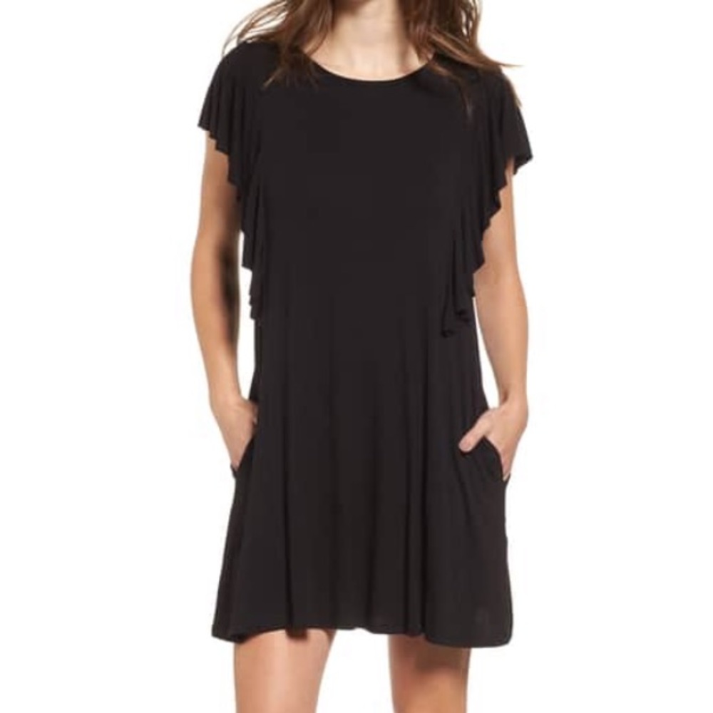 Black Ruffle Sleeve tshirt dress